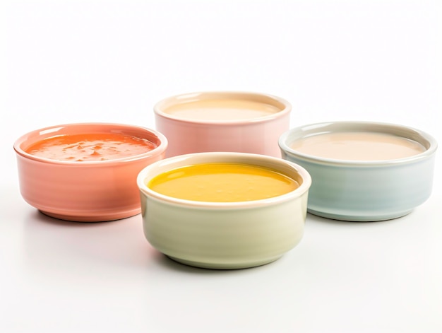 Three bowls with sauces